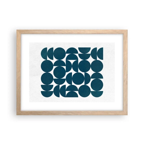 Poster în ramă de stejar deschis - Cercuri și semicercuri - 40x30 cm