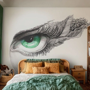 Tapet Premium Sand - Frumoasă și gata de atac - Abstracția, Grafică, Ochi - 350x256 cm