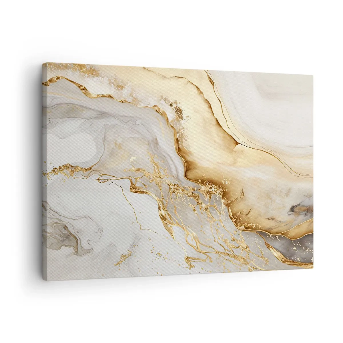 Tablou pe pânză Canvas - Modele abstracte de aur și marmură pe un fundal deschis - 70x50cm - Abstracție: frumusețe și bunătate - Decorațiune modernă pentru perete pentru living și dormitor ARTTOR