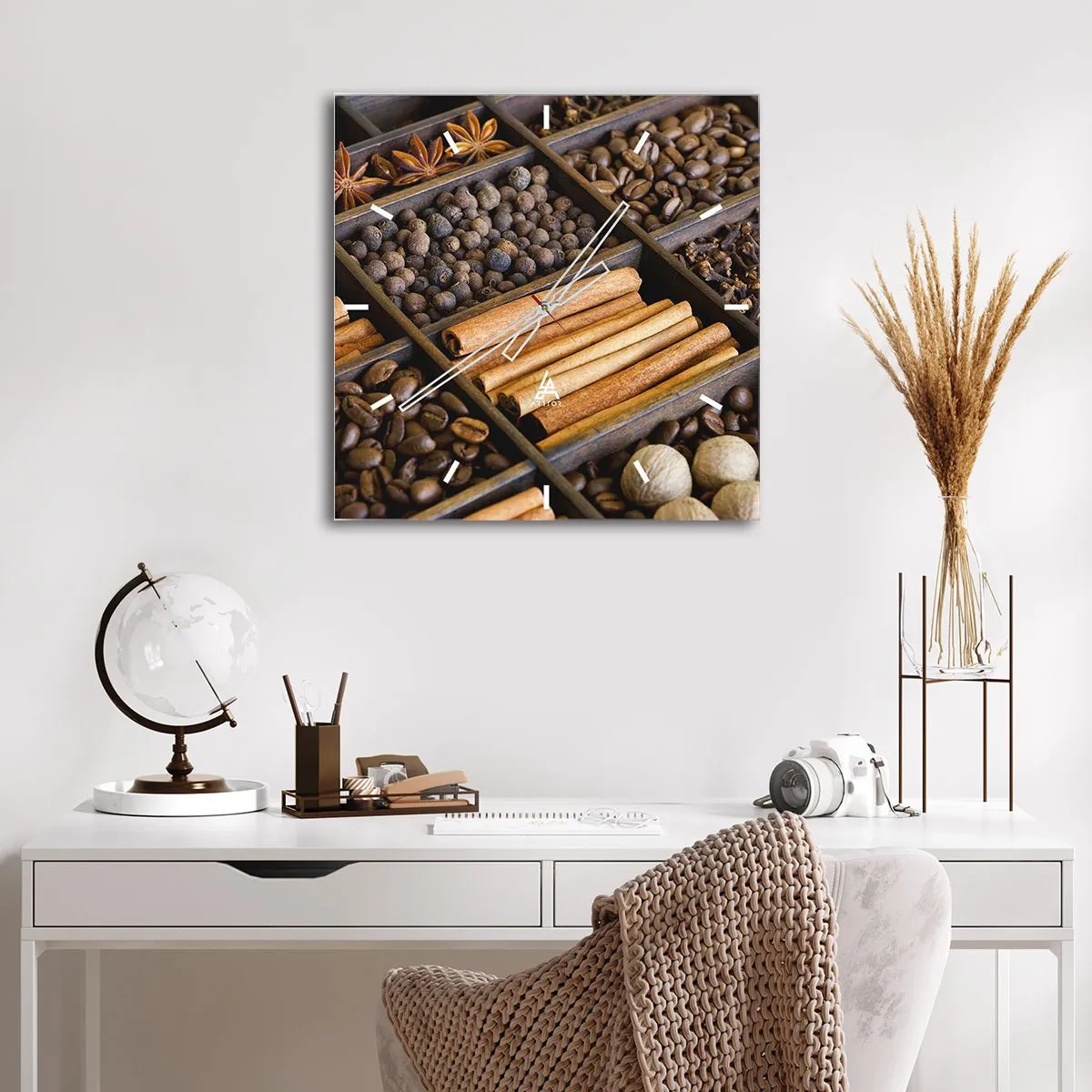 Ceas de perete - Ceas pe sticlă - Tezaur de arome - 40x40 cm