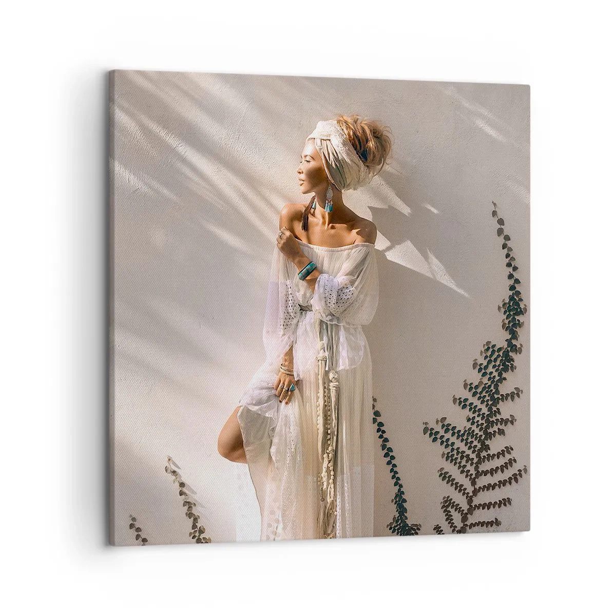 Tablou pe pânză - Soarele și fata - 50x50 cm