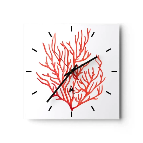 Ceas de perete - Ceas pe sticlă - Coral filigranat - 30x30 cm