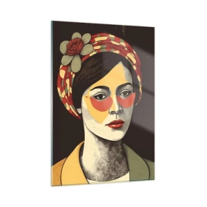 Tablou pe sticlă - Doamna coral - 50x70 cm