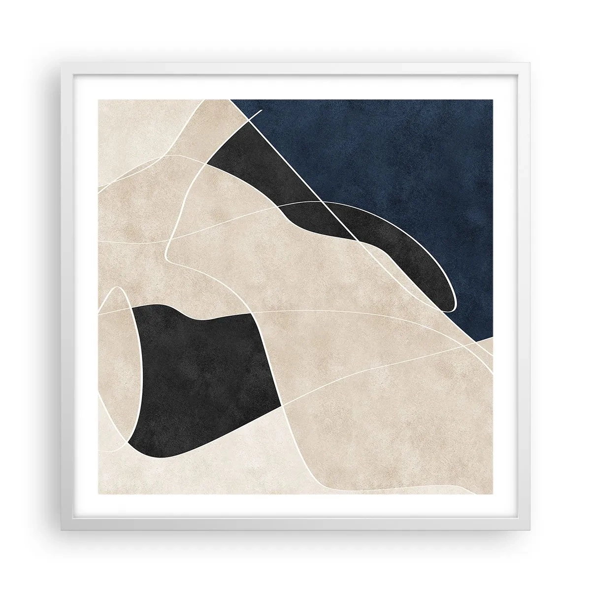 Poster în ramă albă - Compoziție abstractă - contrast de culori - 60x60 cm