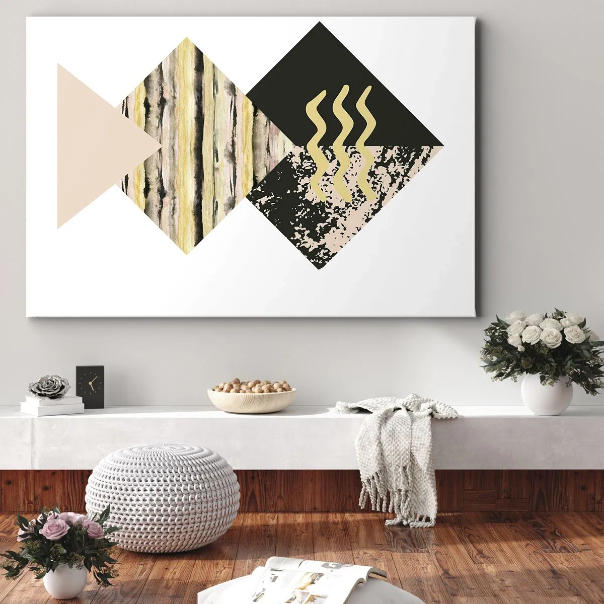 Tablou pe pânză Canvas - Forme geometrice cu modele abstracte - 70x50cm - Aparent simplu - Decorațiune modernă pentru perete pentru living și dormitor ARTTOR