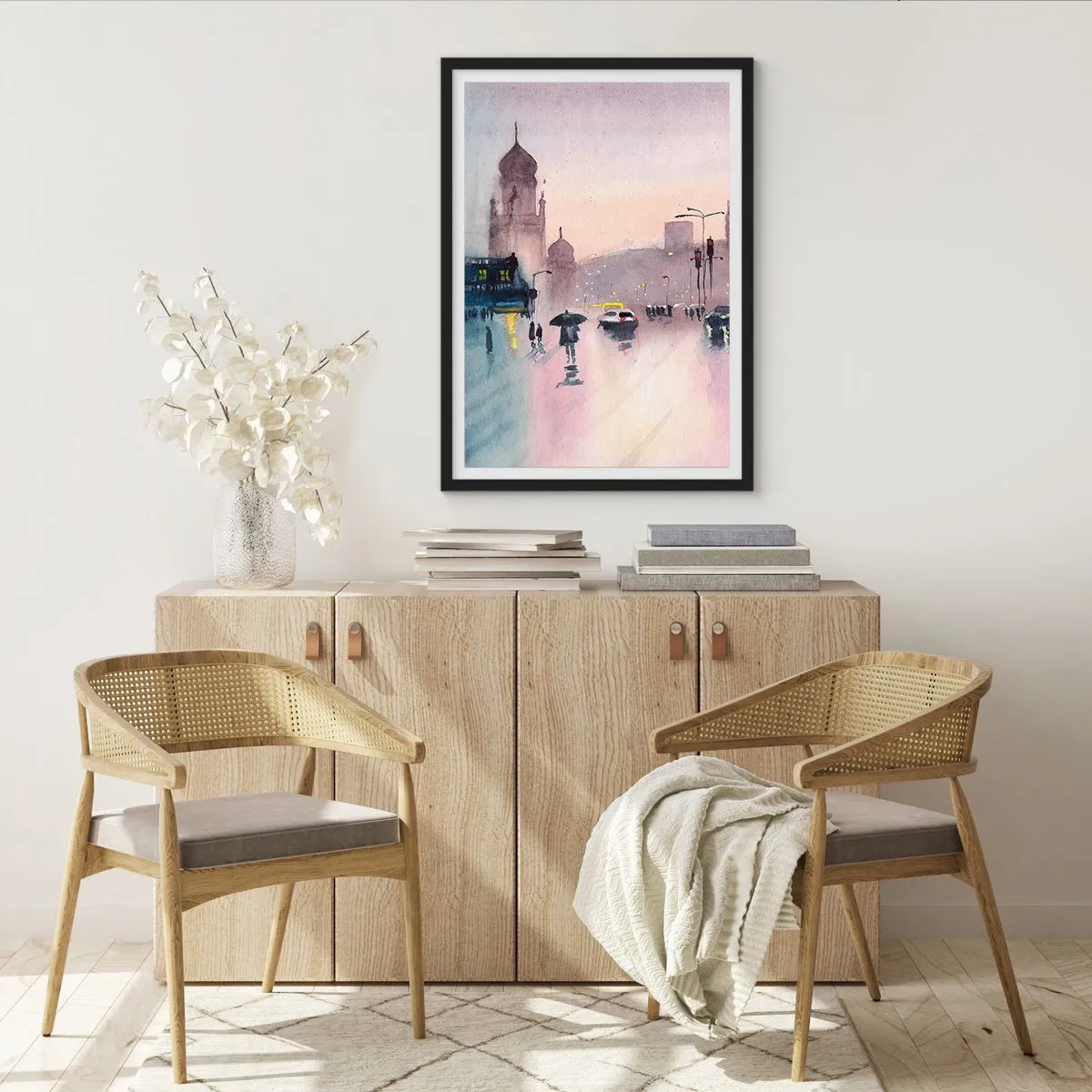 Poster în ramă neagră - Într-o ceață ploioasă - 70x100 cm