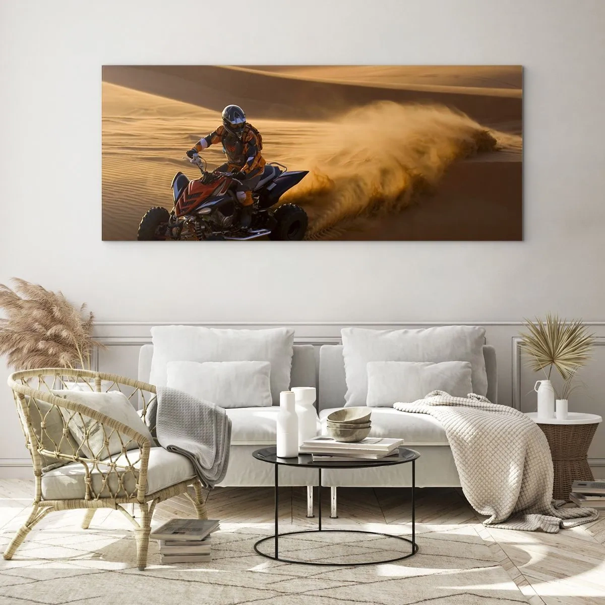 Tablou pe sticlă - Pe valuri de nisip - 100x40 cm