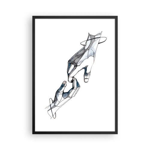 Poster în ramă neagră - Mâini abstracte într-o compoziție artistică de linii și culori - 50x70cm - Gest frumos - Decorațiune modernă pentru perete pentru living și dormitor ARTTOR