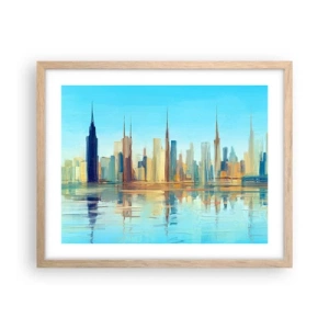 Poster în ramă de stejar deschis - Metropola însorită - 50x40 cm