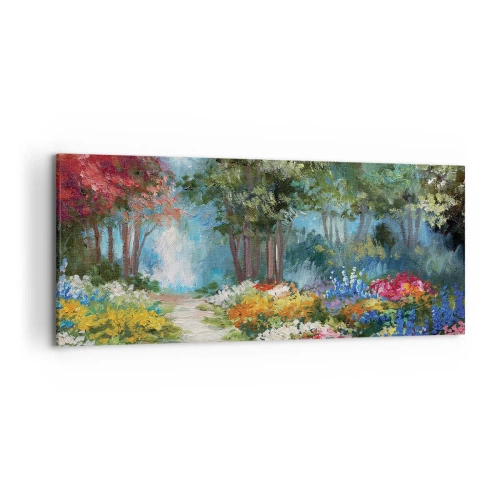 Tablou pe pânză - Grădină de pădure, pădure de flori - 120x50 cm
