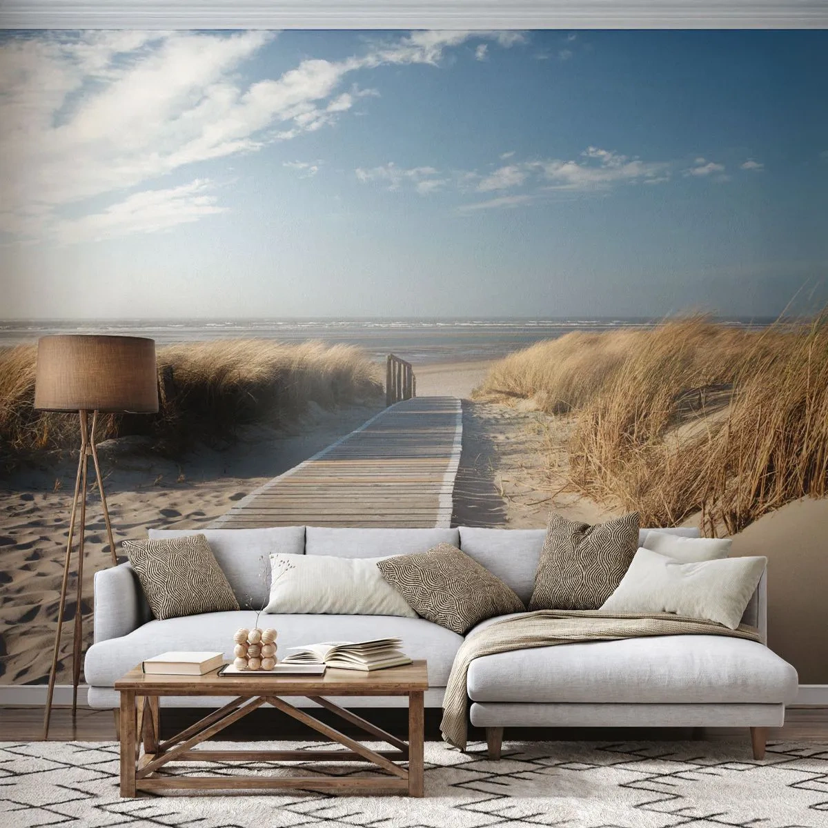 Tapet Premium Canvas - În spatele dunei, în zumzetul ierbii - Peisaj, Mare, plajă - 250x175 cm