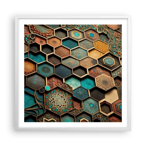 Poster în ramă albă - Ornamente arabe - o variație - 60x60 cm