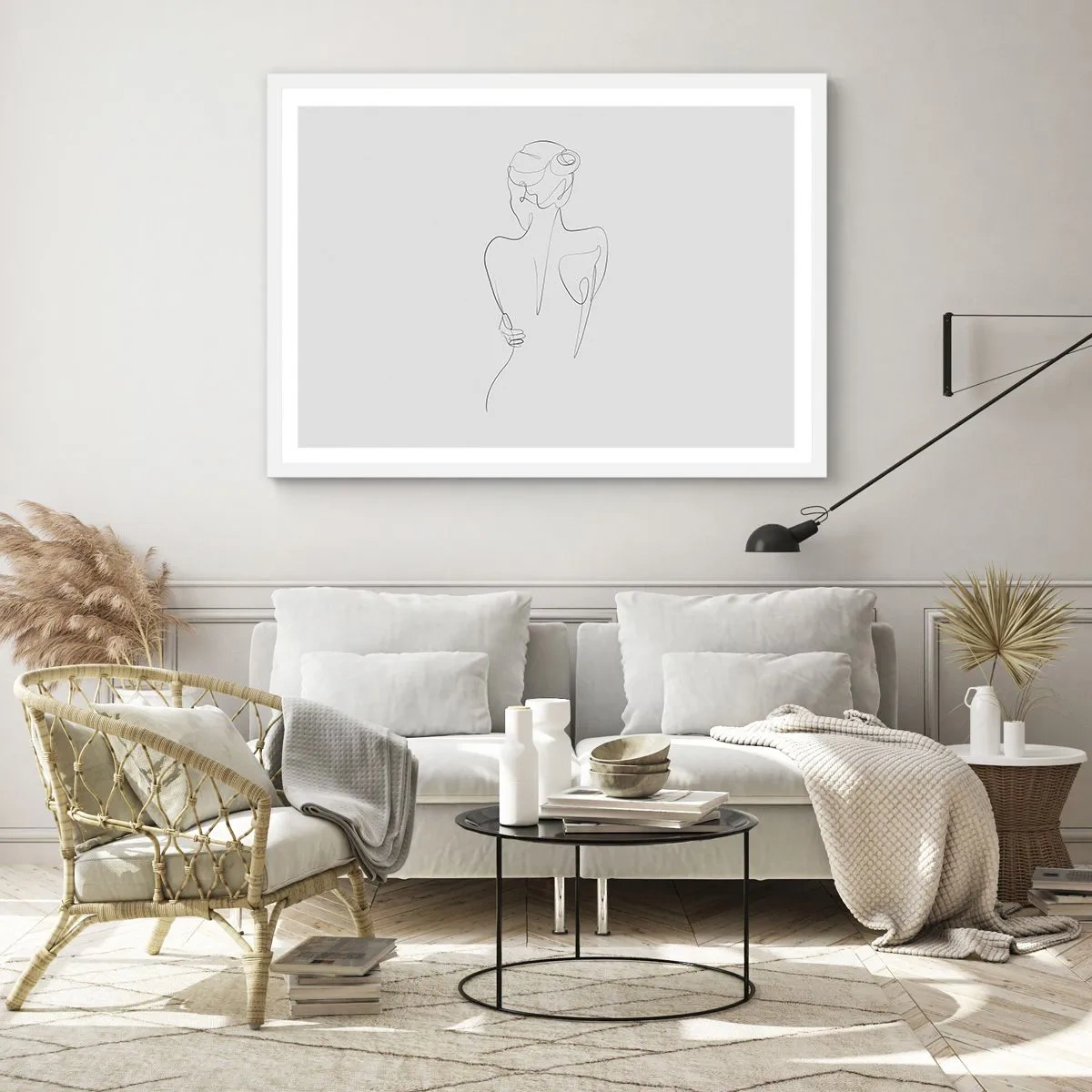 Poster în ramă albă - Muzica corpului - 100x70 cm