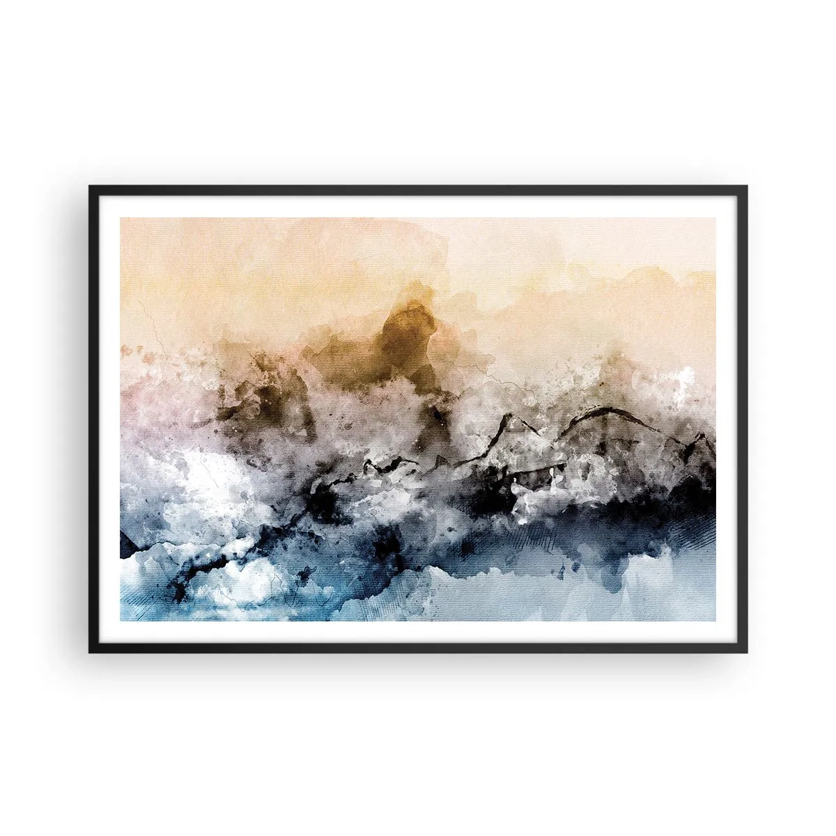 Poster în ramă neagră - Scufundate într-un vârtej de ceață - 100x70 cm