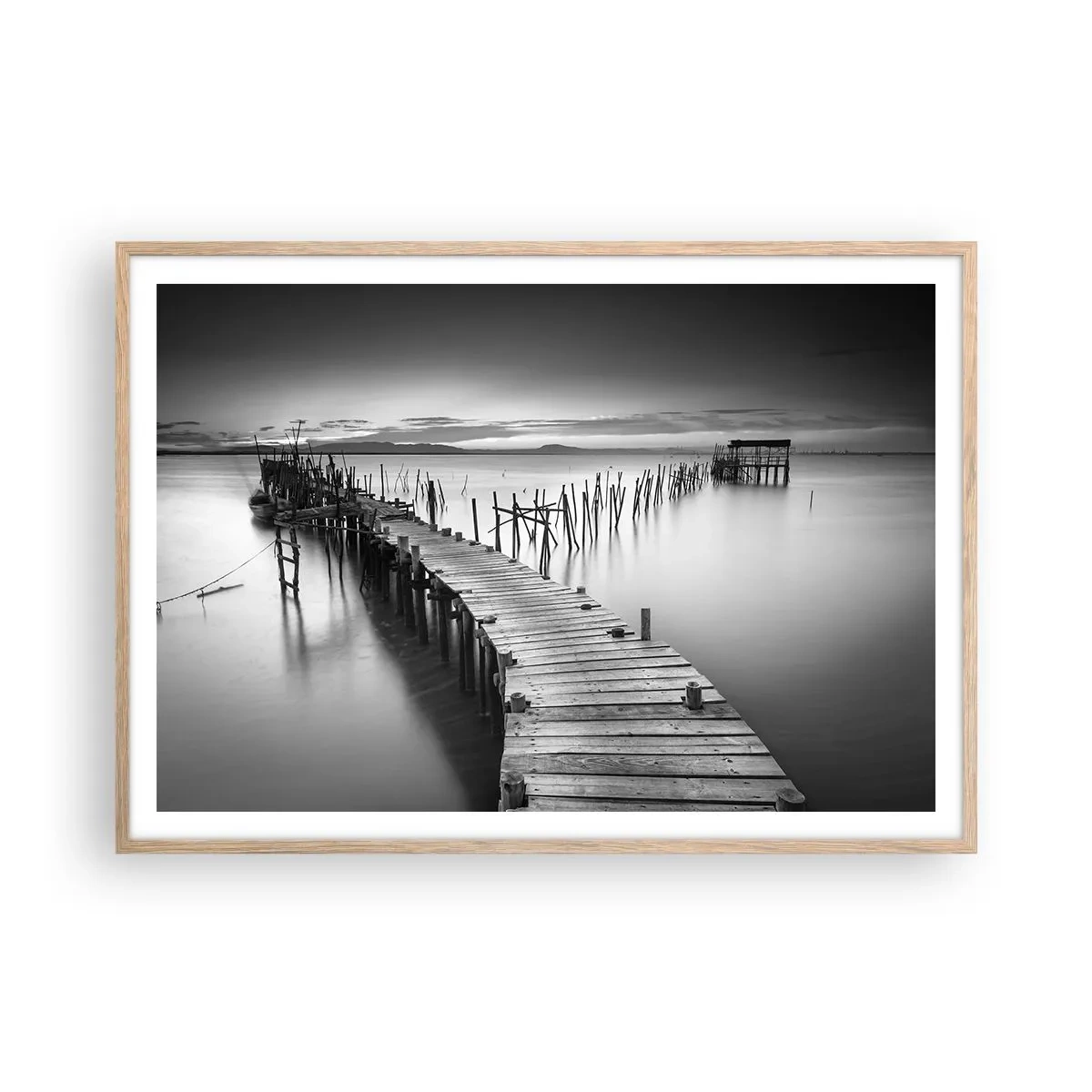 Poster în ramă de stejar deschis - Liniștea unui țărm uitat - 100x70 cm