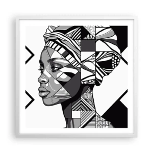 Poster în ramă albă - Portret etnic - 60x60 cm