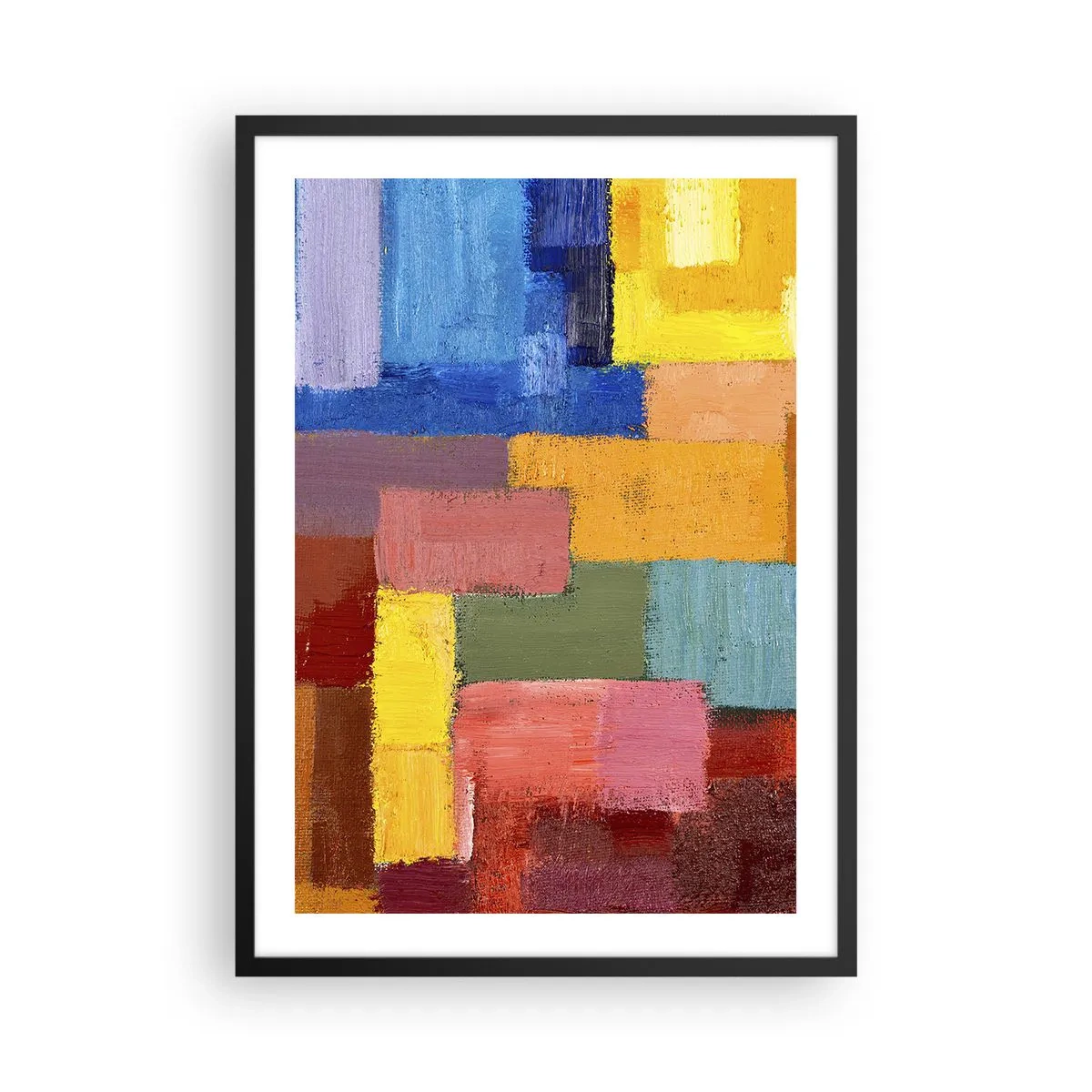 Poster în ramă neagră - Dreptunghiuri colorate abstracte într-o compoziție armonioasă - 50x70cm - Fiecare diferită, toate colorate - Decorațiune modernă pentru perete pentru living și dormitor ARTTOR