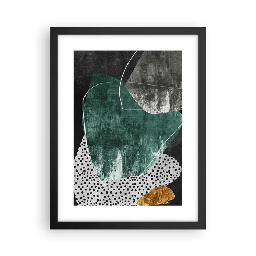 Poster în ramă neagră - Abstracție colorată cu fulgi de aur - 30x40 cm