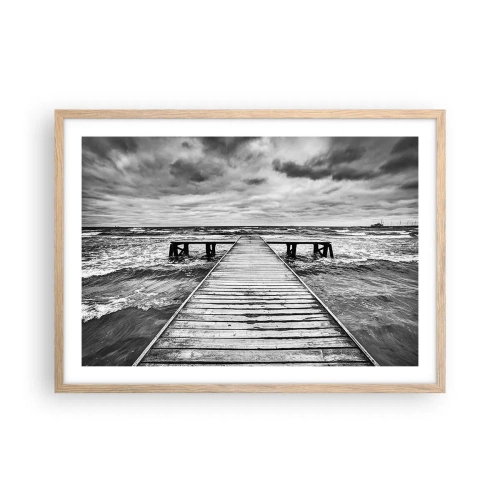 Poster în ramă de stejar deschis - Aștept ca vântul să fugărească... - 70x50 cm