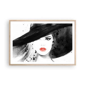 Poster în ramă de stejar deschis - Doamna în negru - 91x61 cm