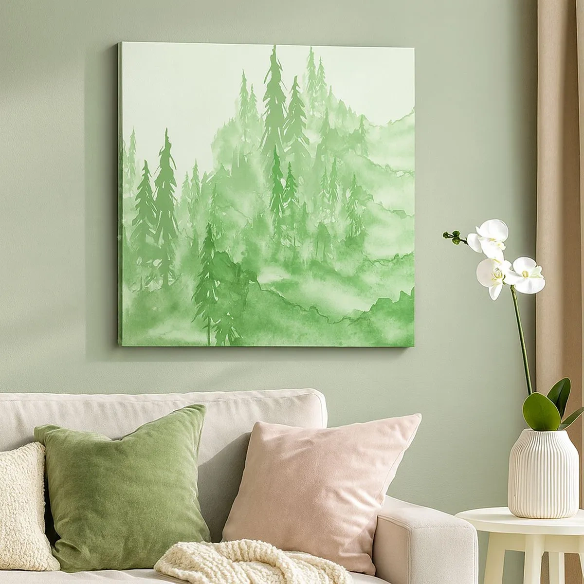 Tablou pe pânză - Neclar prin ceața verde - 30x30 cm