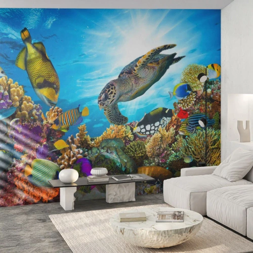 Tapet Autoadeziv Deluxe Sticker - Promenada de corali - recif de corali, Mare, Lumea subacvatica - 350x256 cm