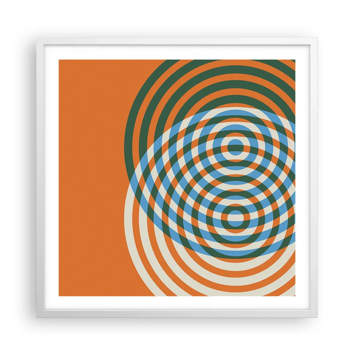 Poster în ramă albă - Variație circulară abstractă - 60x60 cm
