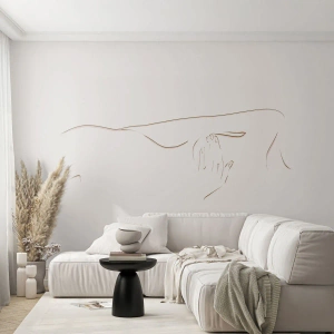 Tapet Standard Eco - Un desen minimalist al unui corp feminin pe un fundal deschis la culoare. - 100x70cm - Forma dorinței - Decorațiune modernă pentru perete pentru living și dormitor ARTTOR