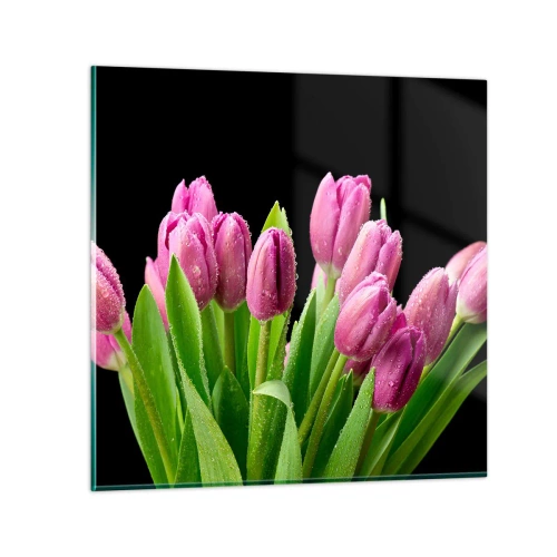 Tablou pe sticlă - Bucurie de liliac de primăvară - 50x50 cm