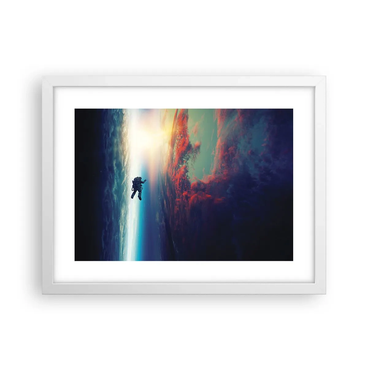 Poster în ramă albă - Provocând universul - 40x30 cm