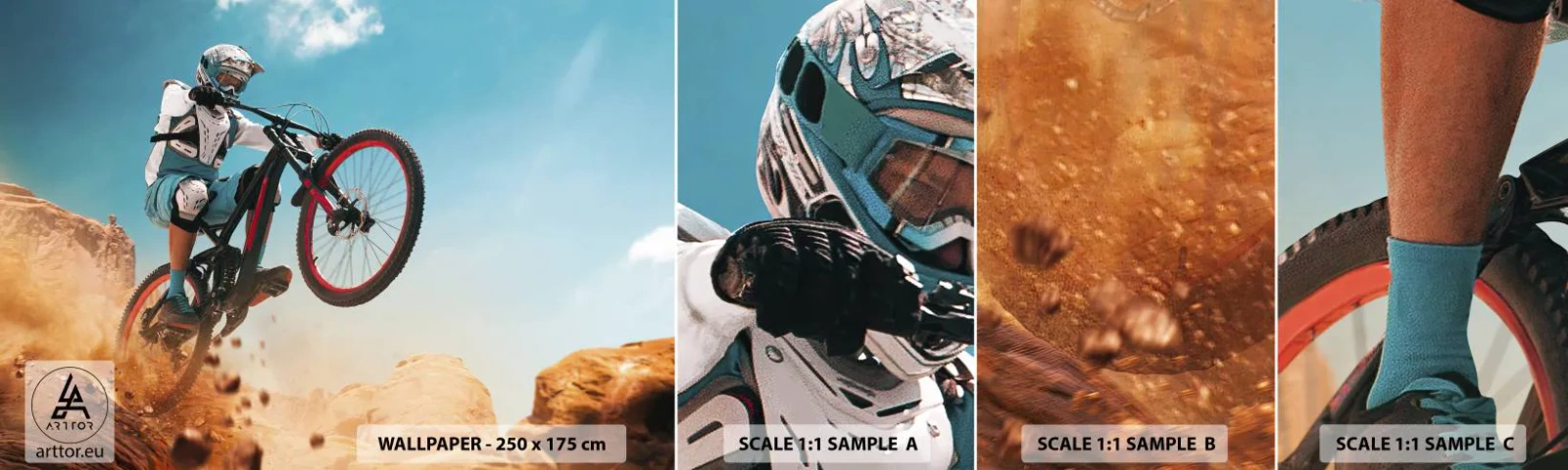 Mostră tapet autocolant Deluxe Sticker - Nebunia demonului bicicletei - Bicicleta, Viteză, Competiții sportive - 100x30 cm