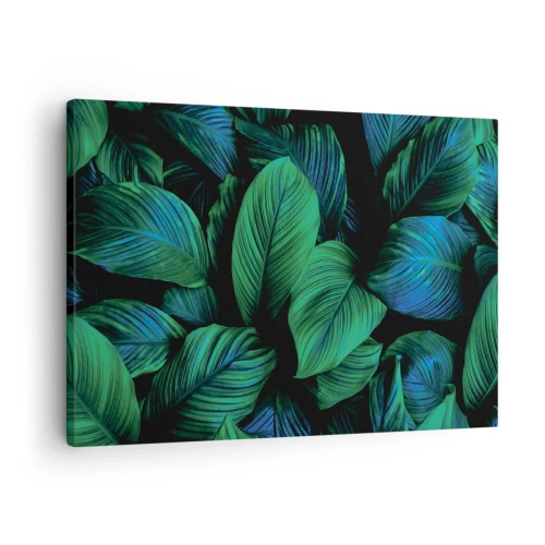 Tablou pe pânză Canvas - Frunze verzi într-un stil minimalist - 70x50cm - Traficul verde - Decorațiune modernă pentru perete pentru living și dormitor ARTTOR