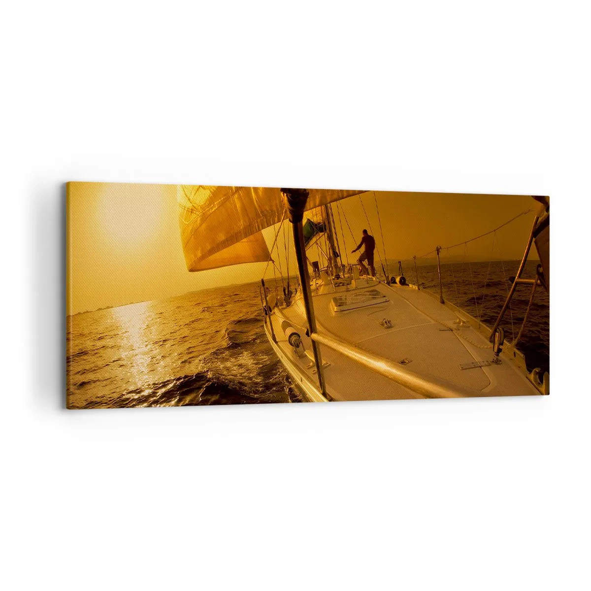Tablou pe pânză - O seară aurie după o zi multicoloră - 120x50 cm