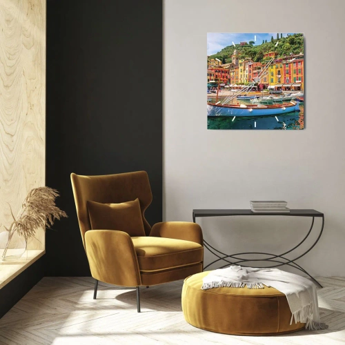 Ceas de perete - Ceas pe sticlă - O dimineață italiană - 30x30 cm