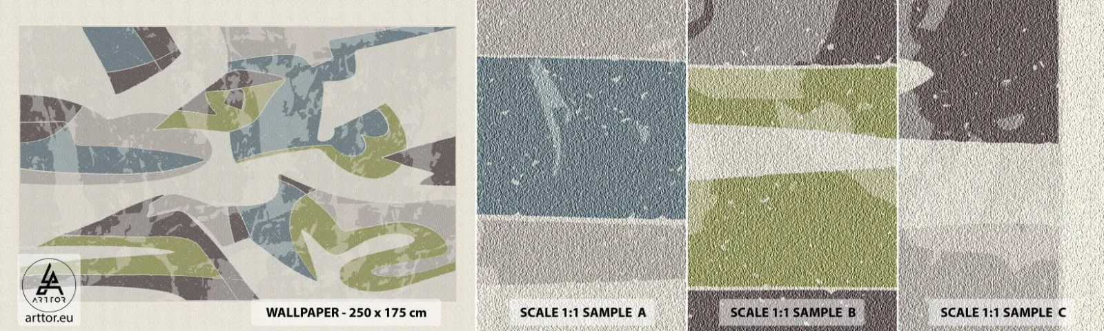 Mostră de Tapet Standard Eco - Compoziție din spatele geamului - Forme, Abstracția, Pastel - 100x30 cm