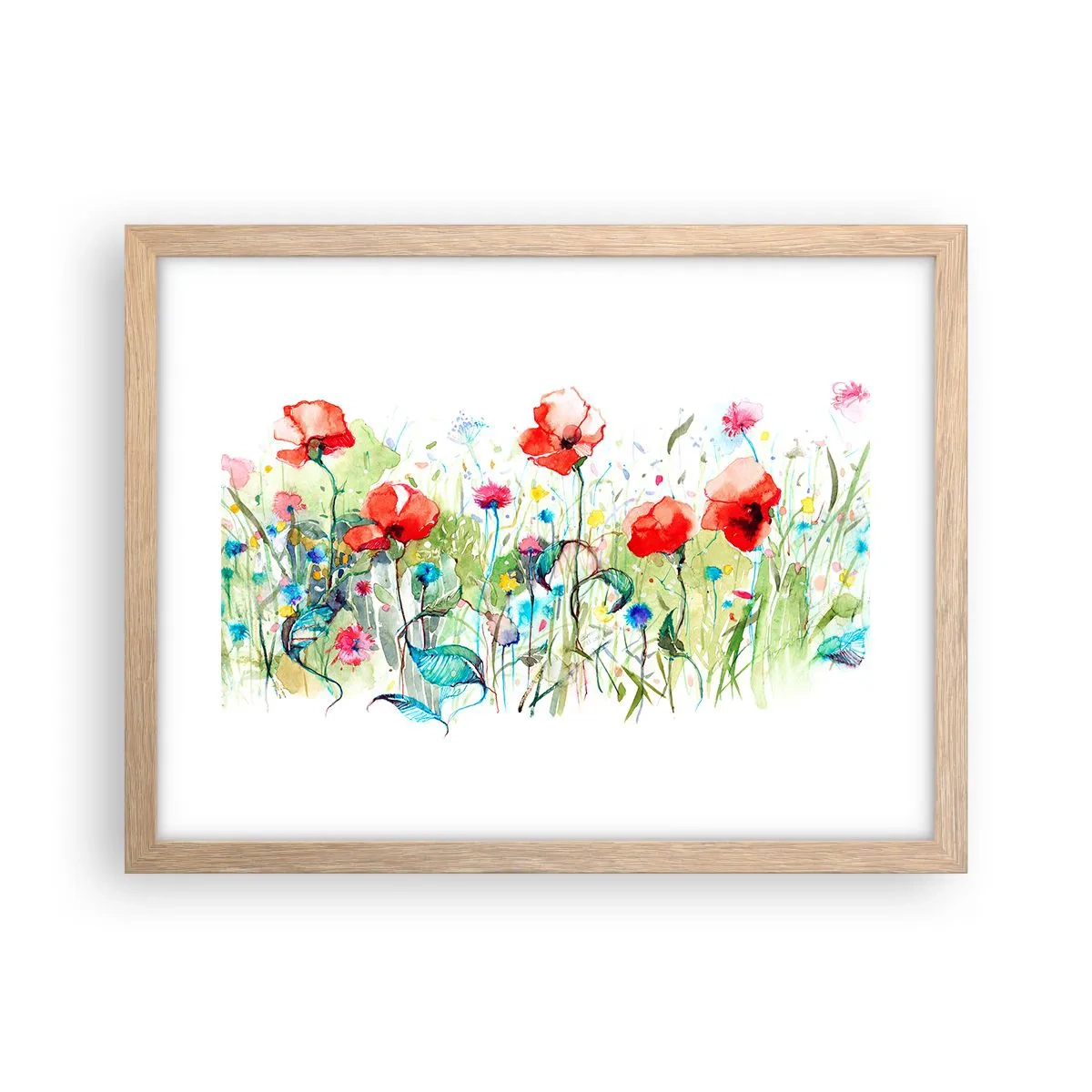 Poster în ramă de stejar deschis - O pajiște înflorită în luna mai - 40x30 cm