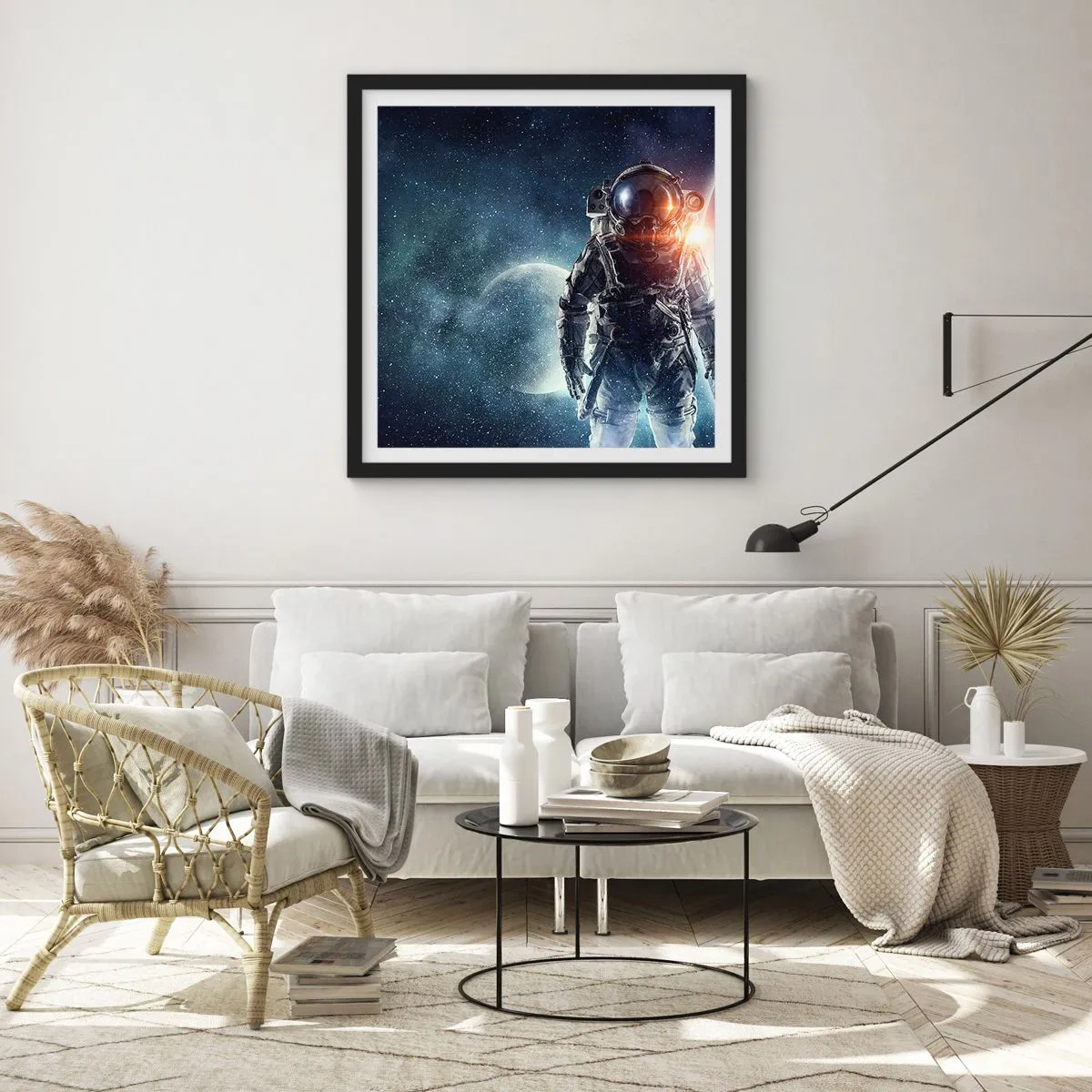 Poster în ramă neagră - Aventură spațială - 30x30 cm