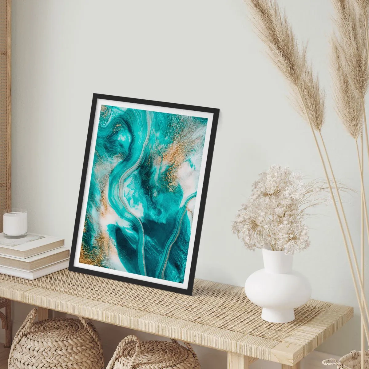 Poster în ramă neagră - Râul de aur - 61x91 cm