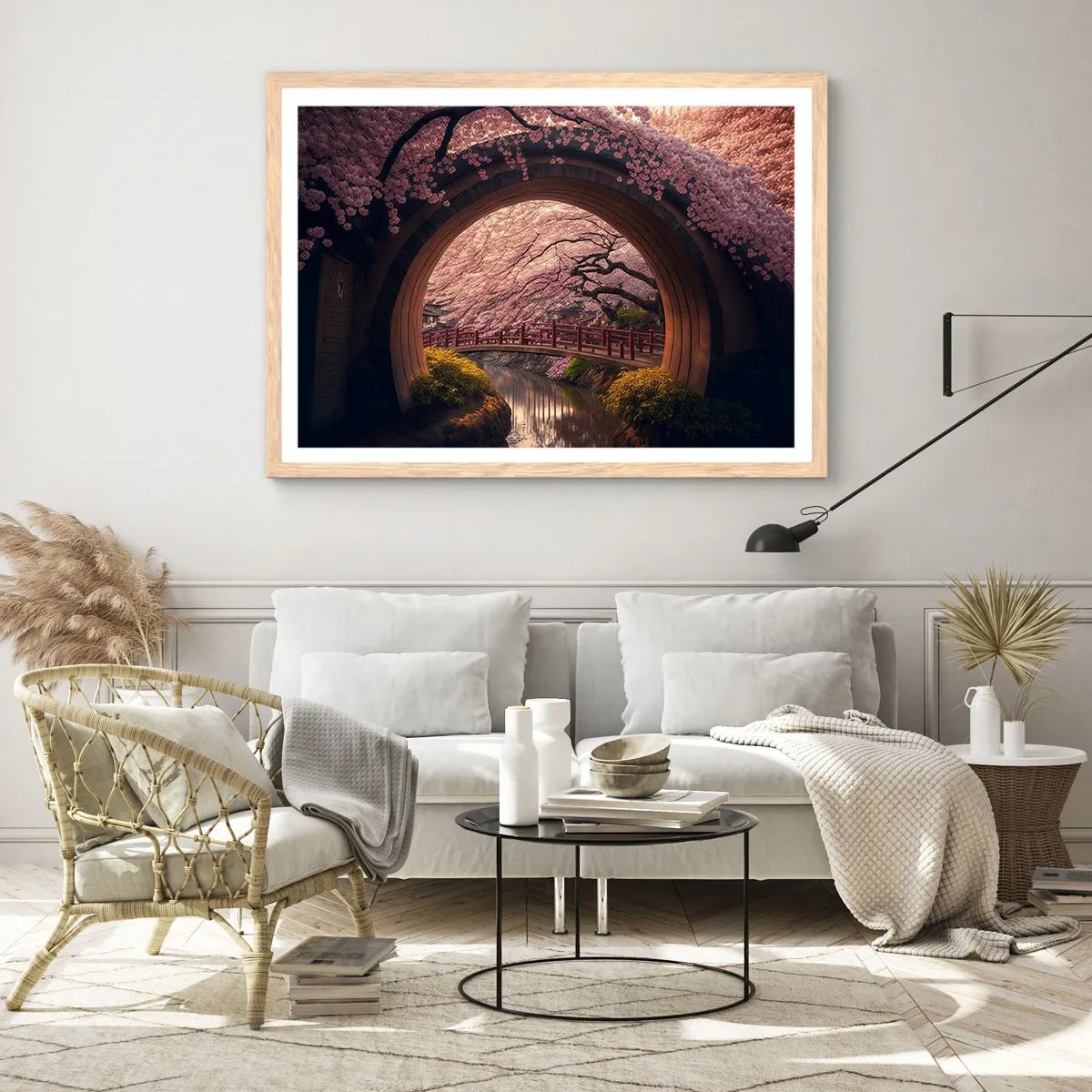 Poster în ramă de stejar deschis - Primăvara japoneză - 70x50 cm