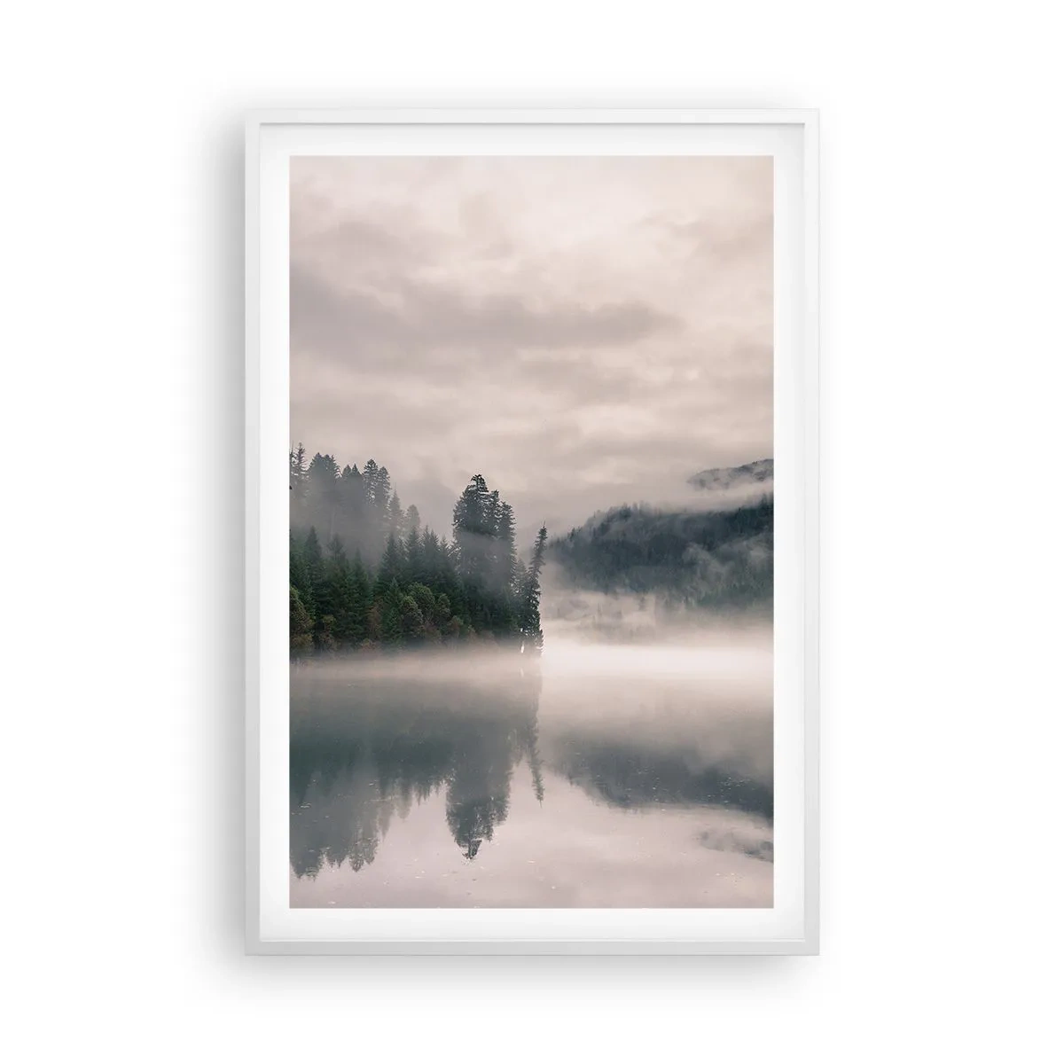 Poster în ramă albă - În reverie, în ceață - 61x91 cm
