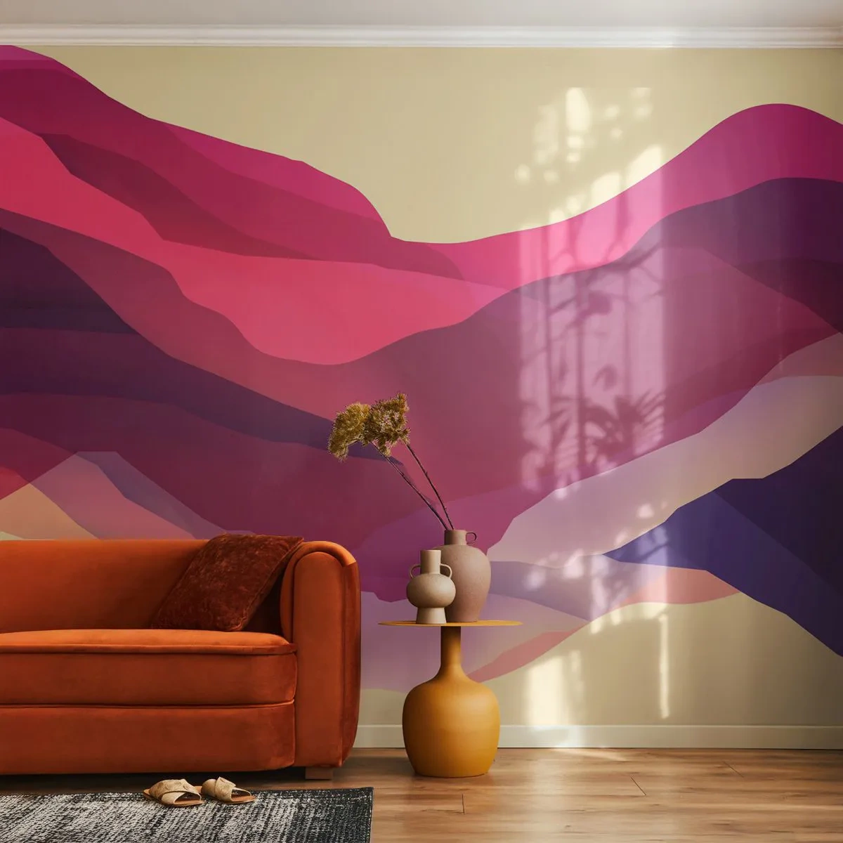 Tapet Autoadeziv Deluxe Sticker - Valuri de violet - Abstracția, Bucată, Artă Modernă - 250x175 cm