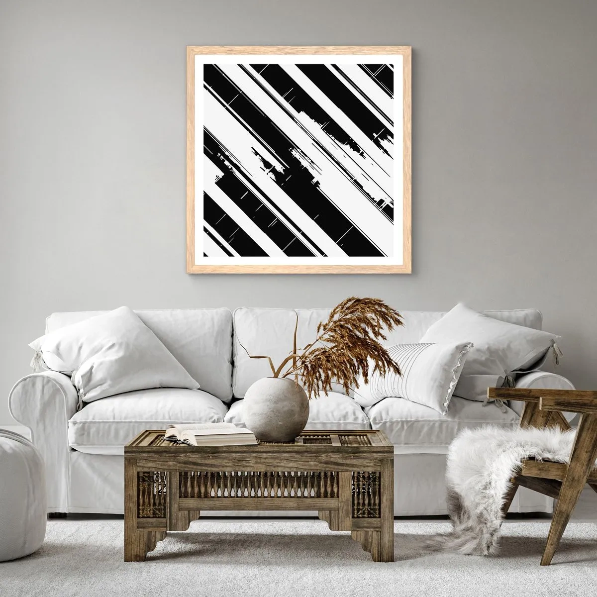 Poster în ramă de stejar deschis - Compoziție intensă și dinamică - 60x60 cm