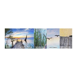 Mostră tapet Premium Canvas - Bună seara - Peisaj, Lac, Pod de lemn - 100x30 cm