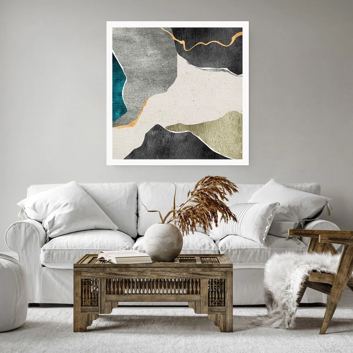 Poster - Compoziție mozaic cu fir de aur - 30x30 cm