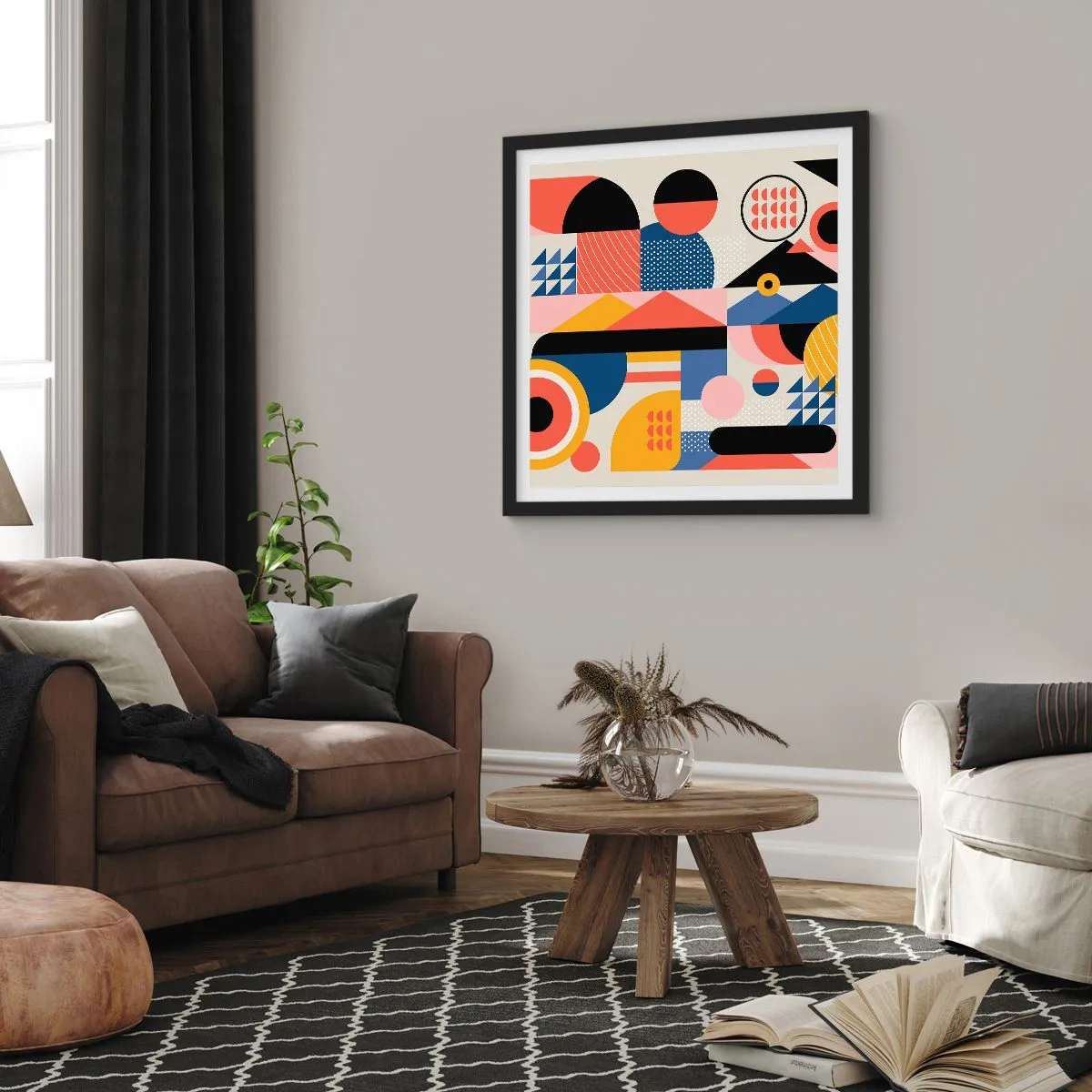Poster în ramă neagră - Compoziție: joacă-te - 30x30 cm