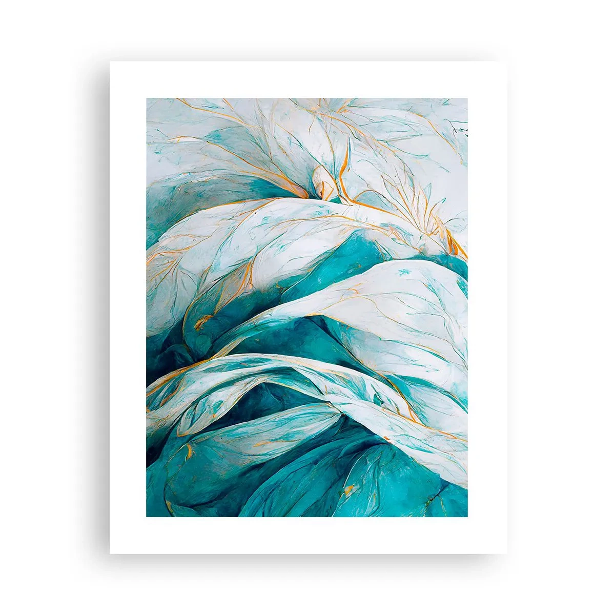 Poster - Abstractul albastru cu motiv auriu - 40x50 cm