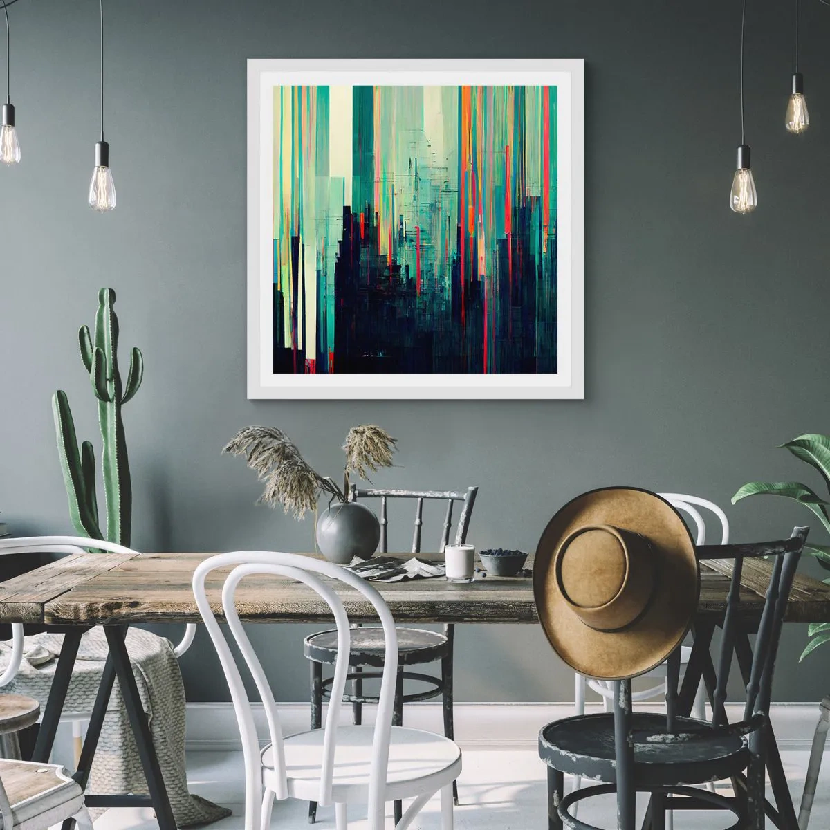 Poster în ramă albă - Oraș futurist - 60x60 cm
