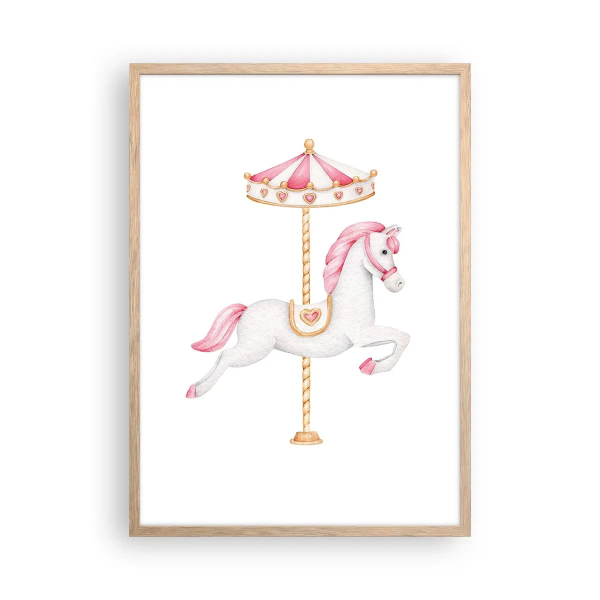 Poster în ramă de stejar deschis - A pornit la cursă - 50x70 cm