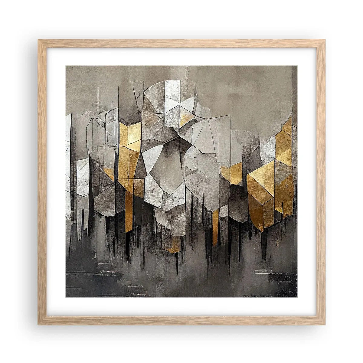 Poster în ramă de stejar deschis - Compoziție de gheață și lumină - 50x50 cm