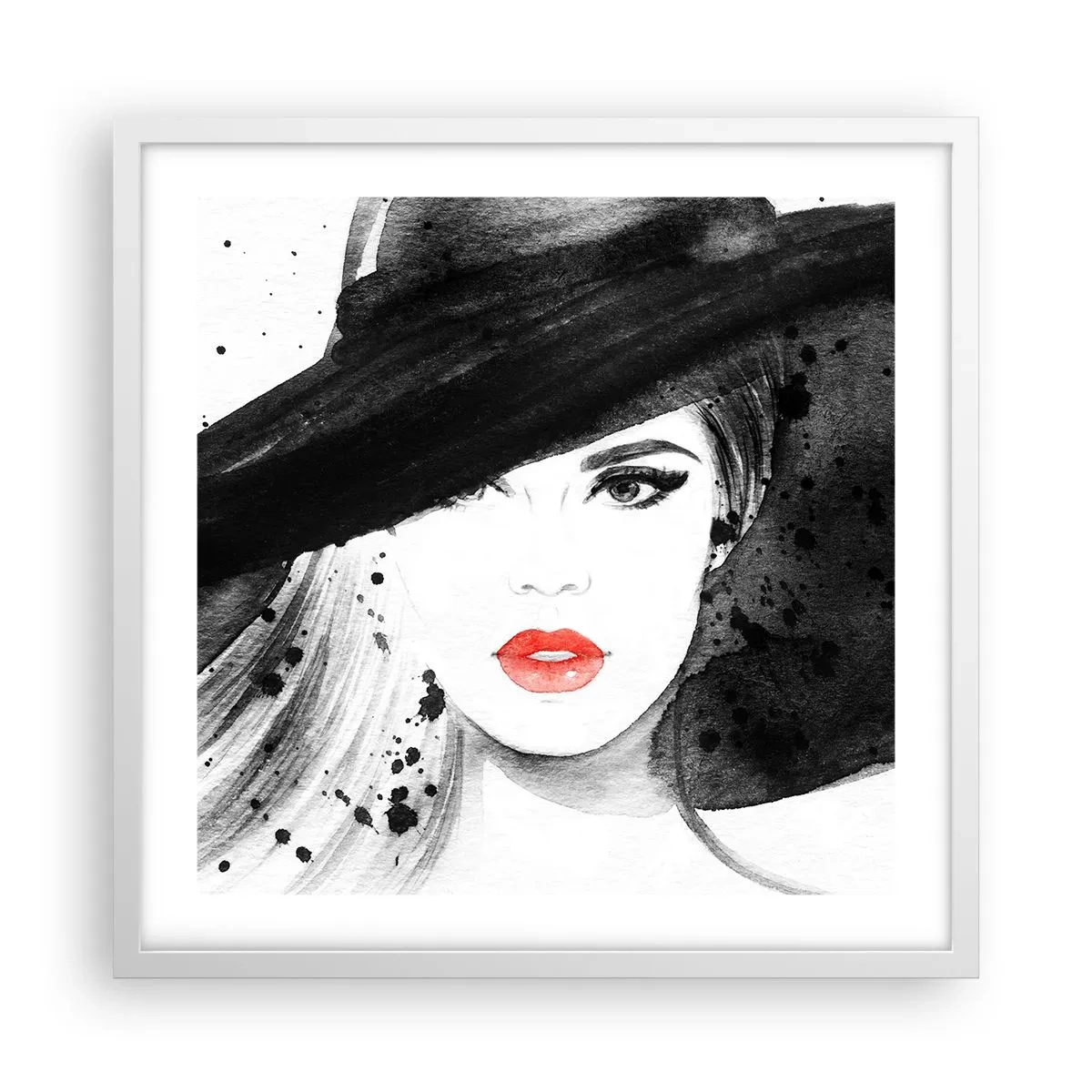 Poster în ramă albă - Doamna în negru - 50x50 cm